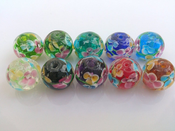 楽天市場】トンボ玉 14mm カラフル水中花 とんぼ玉 ガラス玉 ガラス