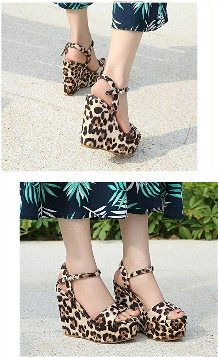 楽天市場】厚底 サンダル ヒョウ柄 レオパード柄 ウェッジソール 10