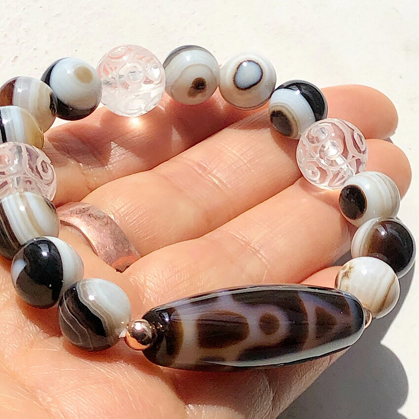 楽天市場】【魔除け】双喜佛天珠×水晶回紋珠×天眼石 天然石