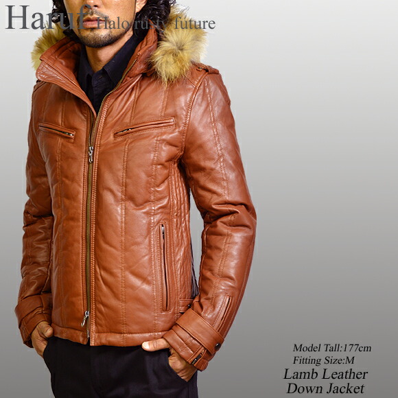 楽天市場】本革ラムレザー ダウンジャケット レザージャケット