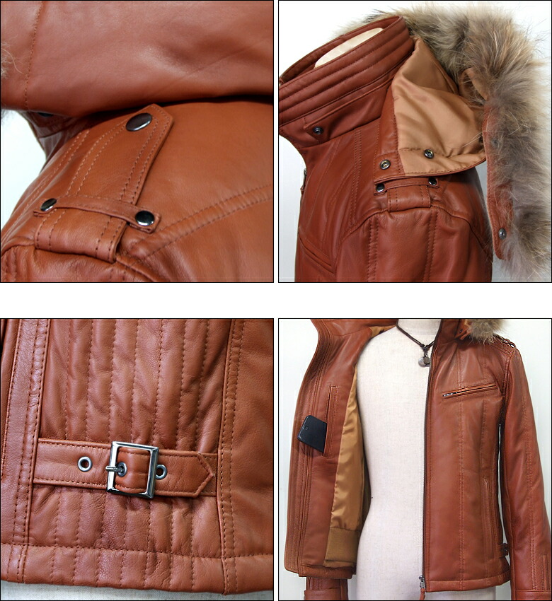 楽天市場】本革ラムレザー ダウンジャケット レザージャケット