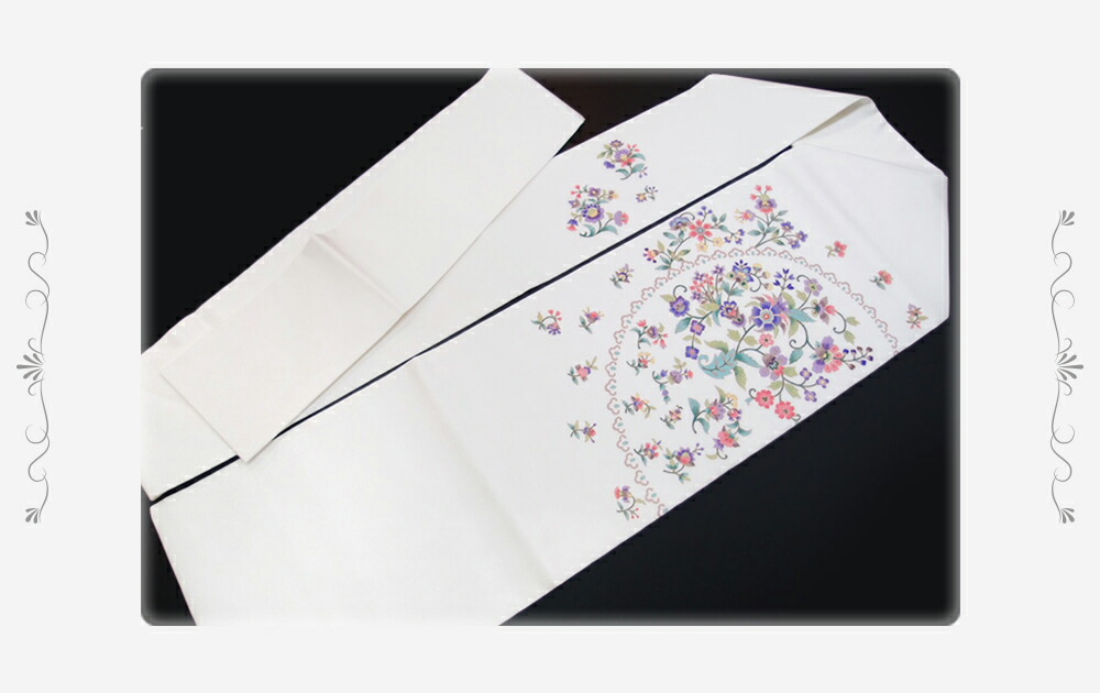 楽天市場】岡重 名古屋帯 駒塩瀬 九寸 未仕立て 正絹 白 更紗文様 金彩