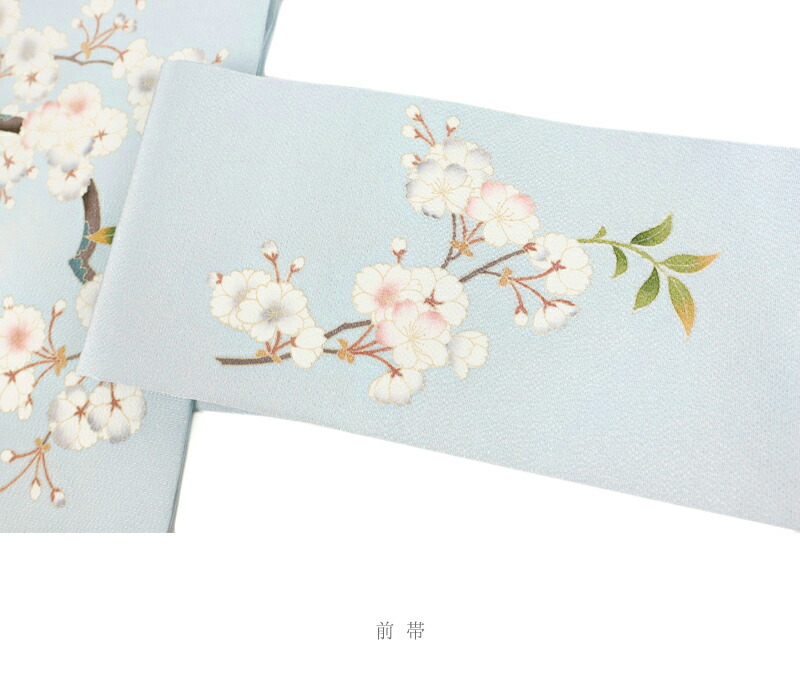 楽天市場】名古屋帯 秀美 正絹 水色 桜 新品 未仕立て 浜ちりめん