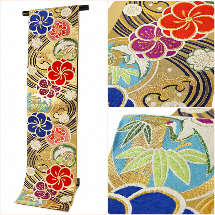 楽天市場】【 中古 】 袋帯 振袖用 金 シルバー 中古 花 桜 梅 菊 牡丹