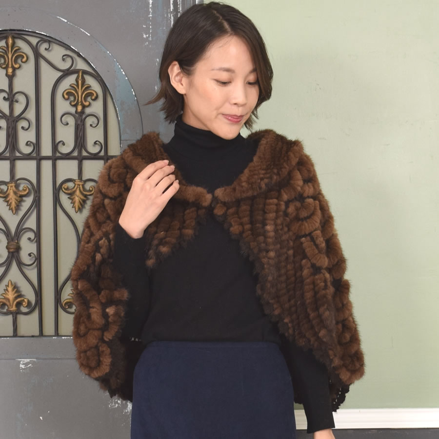 楽天市場】ミンク 編みこみ ファー ケープ 毛皮 ファー ミンクファー