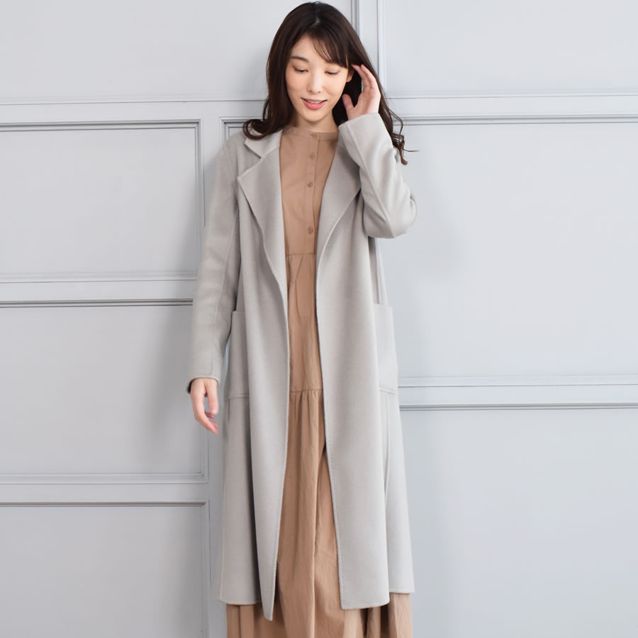 232 カシミヤ100％ 東京スタイル グレー 大きいサイズ コート カシミア