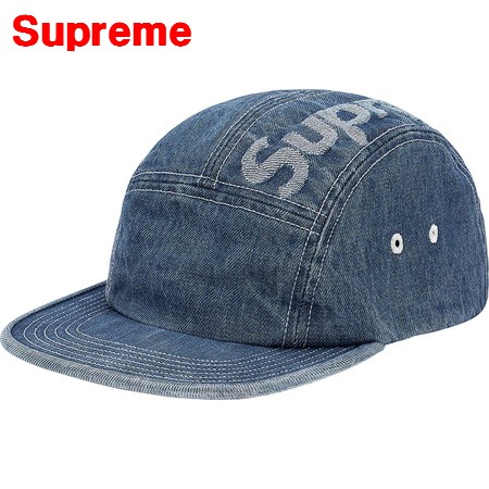 楽天市場】【Supreme Top Logo Denim Camp Cap Blue シュプリーム