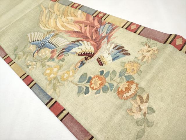 楽天市場】平和屋本店□極上 手織綴れ 山鹿清華 太鼓柄袋帯 花喰い鳥