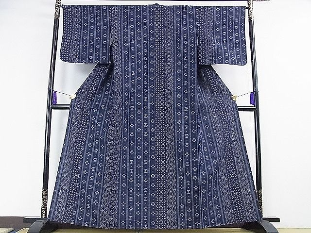 楽天市場】平和屋本店□極上 久留米絣 単衣 綿 麻の葉 七宝 花間道