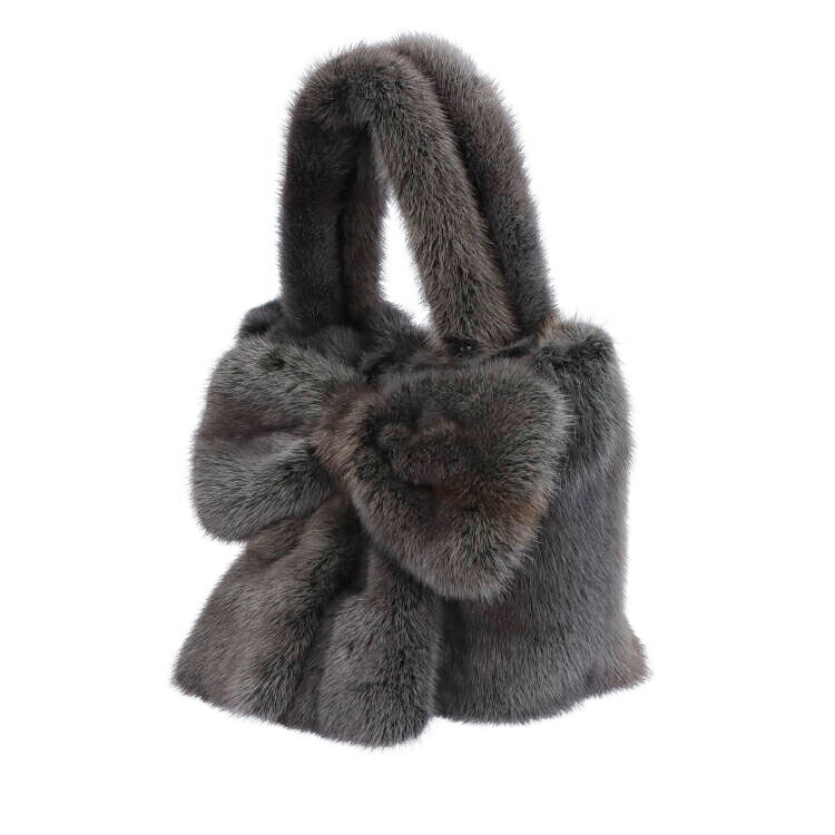 楽天市場】大きなリボンの ミンク ファー ハンドバッグ リボン
