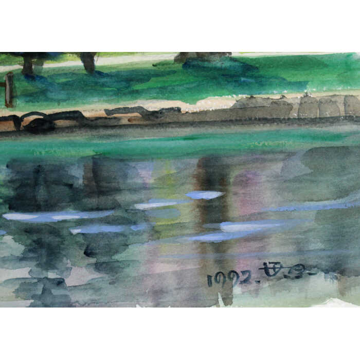 楽天市場】絵画 笹原亮 水彩画 『池畔の春（道庁）』 池 風景 北海道