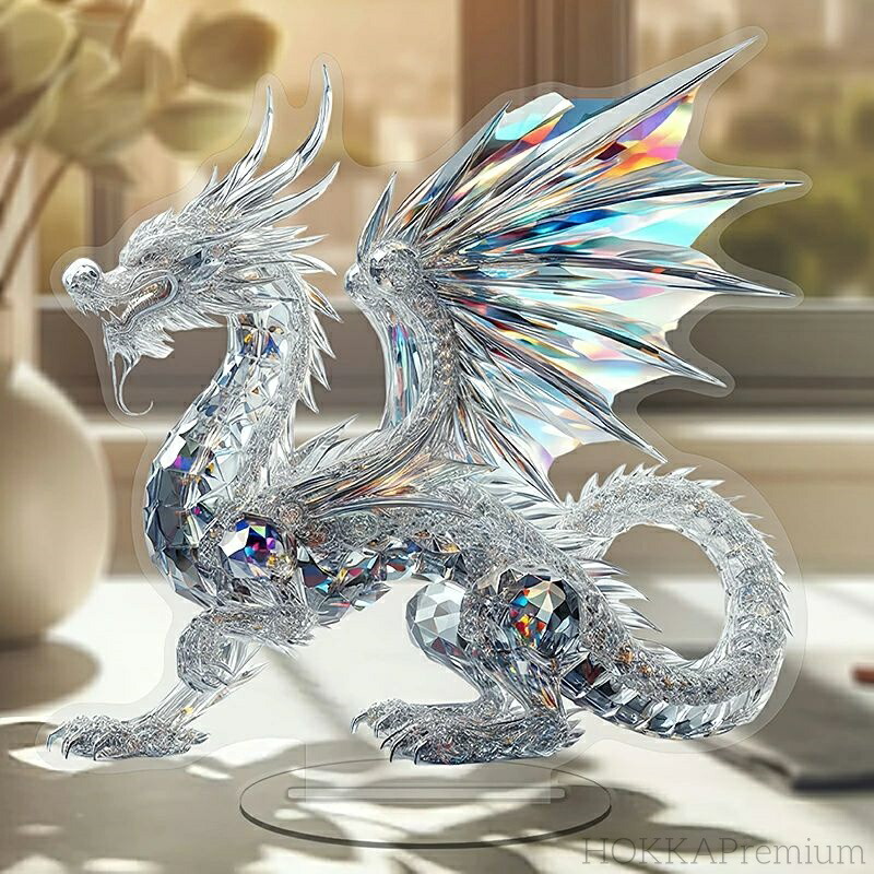 楽天市場】【送料無料】アクリル 置物 ドラゴン モチーフ 水晶風 2D