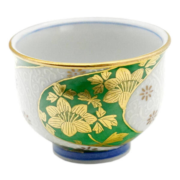 楽天市場】吉田美統【人間国宝】九谷焼ぐい呑み 金襴手捻り花唐草 緑