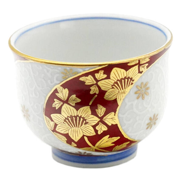 楽天市場】吉田美統【人間国宝】九谷焼ぐい呑み 金襴手捻り花唐草 赤