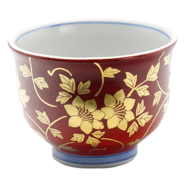楽天市場】吉田美統【人間国宝】九谷焼ぐい呑み 金襴手花唐草 赤