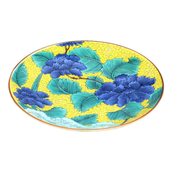 楽天市場】九谷焼 青郊窯5号皿 古九谷青手土坡に牡丹図MC-503 : 九谷