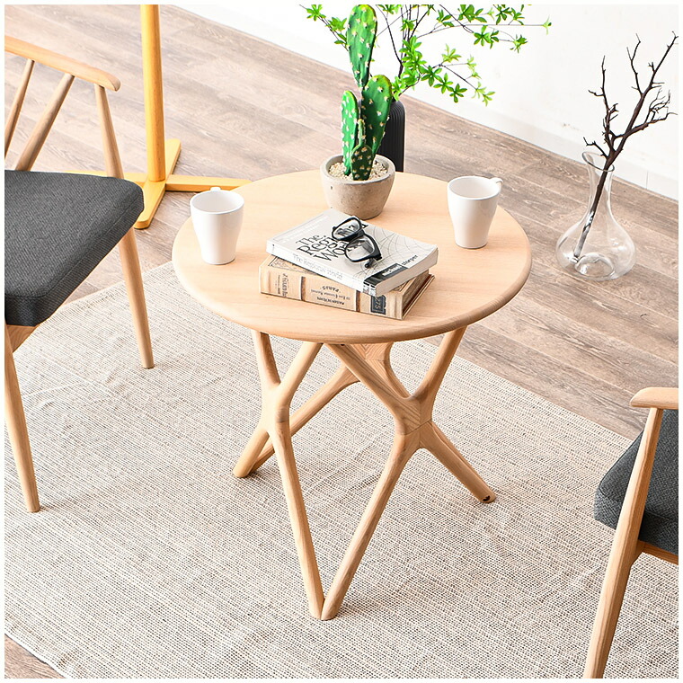 楽天市場】円形テーブル 直径60cm 木製 北欧風 おしゃれ カフェ風 丸