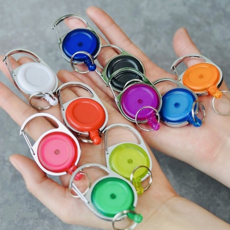 楽天市場】リールキーホルダー 10色 カラビナ付 丸型 1個 10個 カラー
