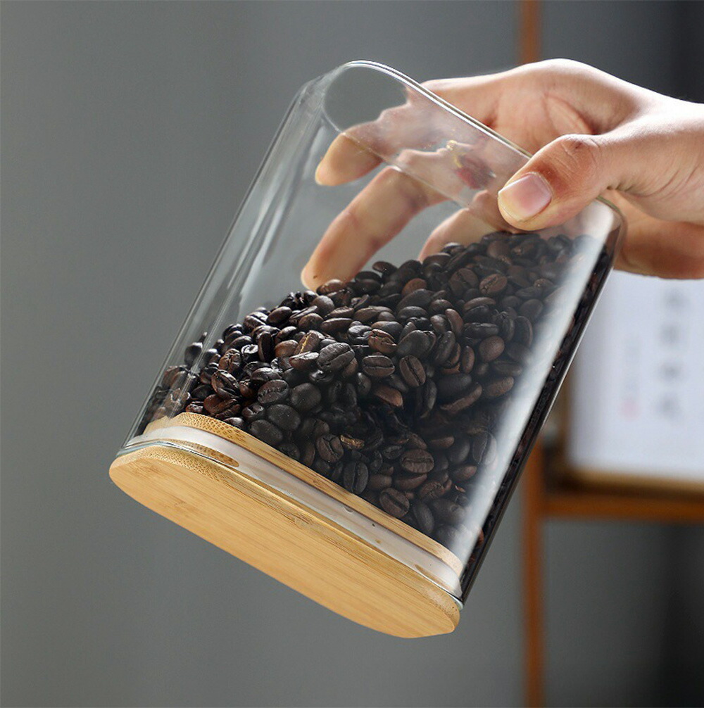 楽天市場】Square Glass Canister 竹製蓋付 ガラス キャニスター 新品