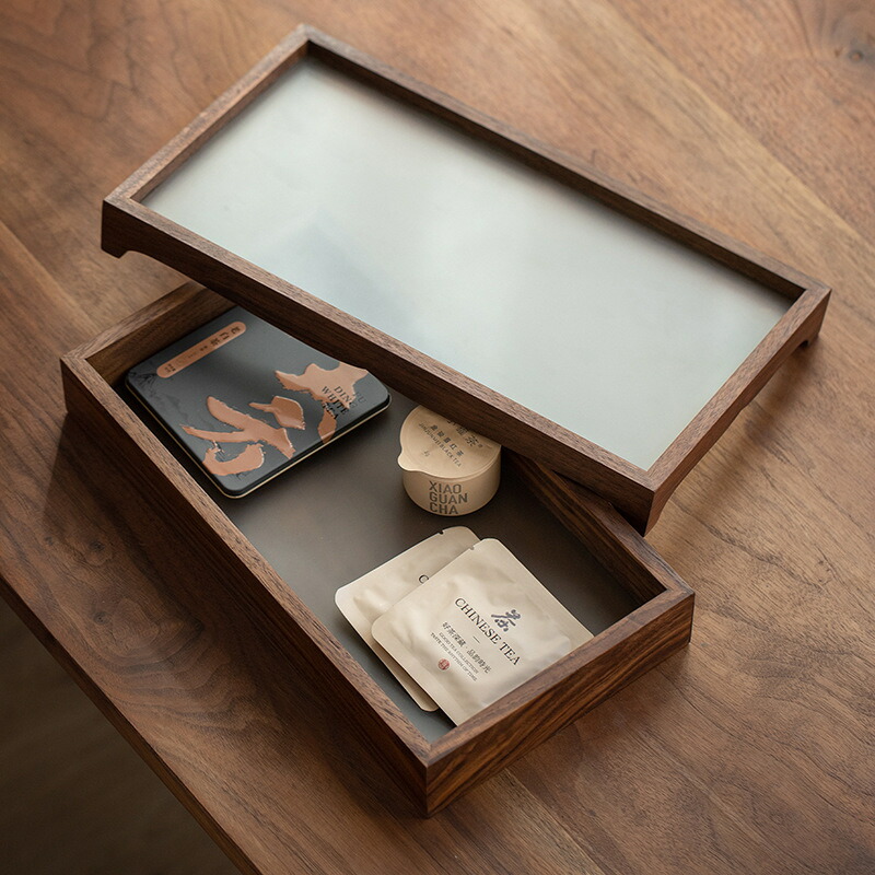 楽天市場】合意 一つで2役 ティートレー＆収納ケース ウールナット