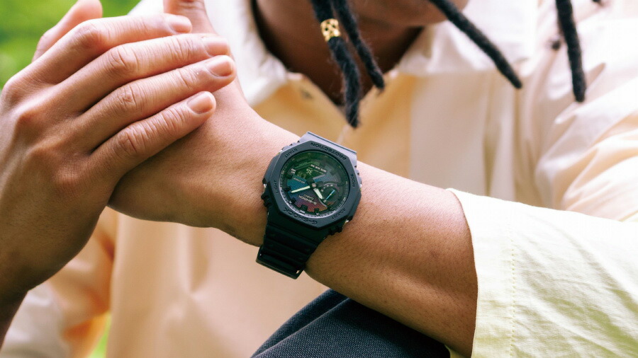 楽天市場】G-SHOCK Gショック レインボーカラー文字板 GA-2100RW-1AJF