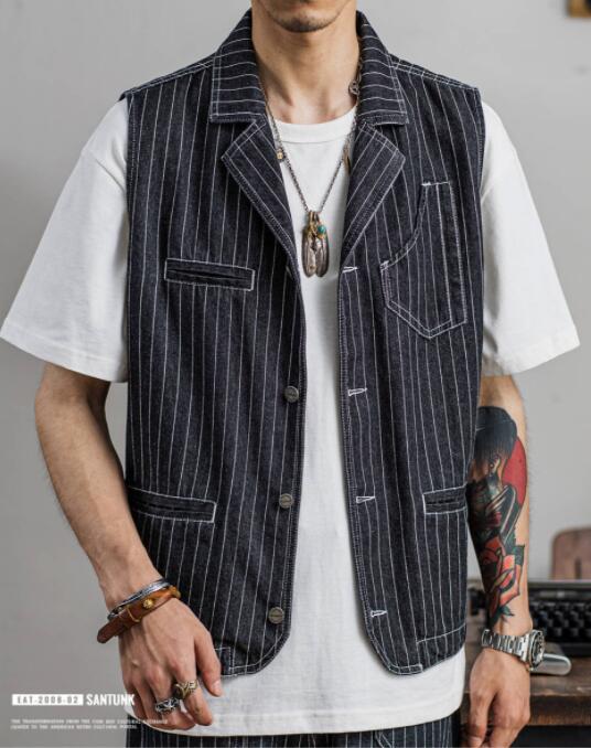 楽天市場】ヴィンテージ復刻モデル ピンストライプデニム ワークベスト