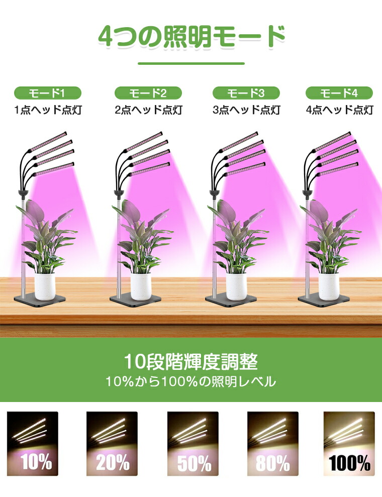 楽天市場】植物育成ライト スタンド LED タイマー 4灯 伸縮式スタンド