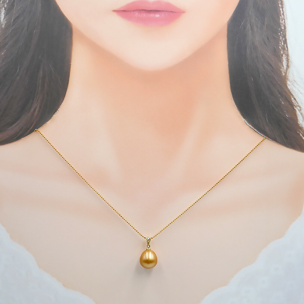 楽天市場】ペンダント パール 南洋 ゴールデンパール ペンダント 10.0