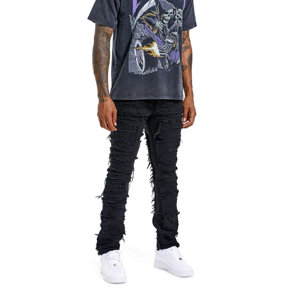 楽天市場】HESNTLS ジーンズ デニム Knife Distressed Denim ミッド