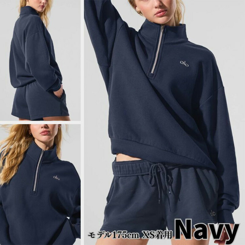 M*Y様 Alo Yoga ハーフジップ Mサイズ トレーナータグ付き ブラック