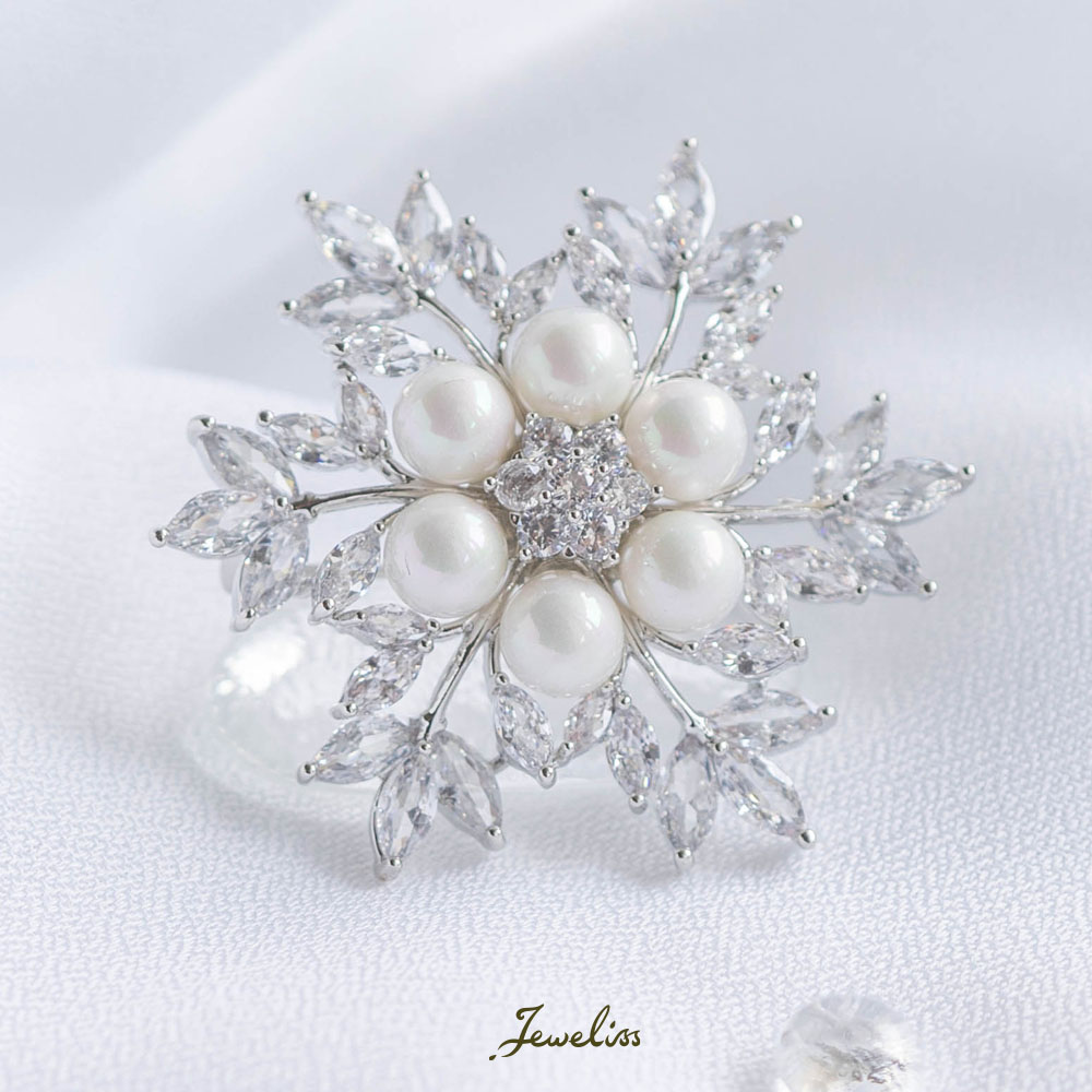 楽天市場】Jeweliss パール 雪の結晶 ブローチ リサシオン Lizacion
