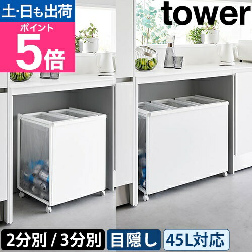 楽天市場】山崎実業 目隠し分別ダストワゴン タワー 45L 2分別/3分別