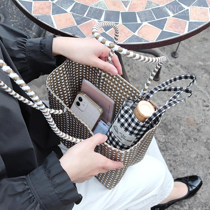 楽天市場】メルカド バッグ レトラ MINI CHECK BUCKET SLIM メタリック