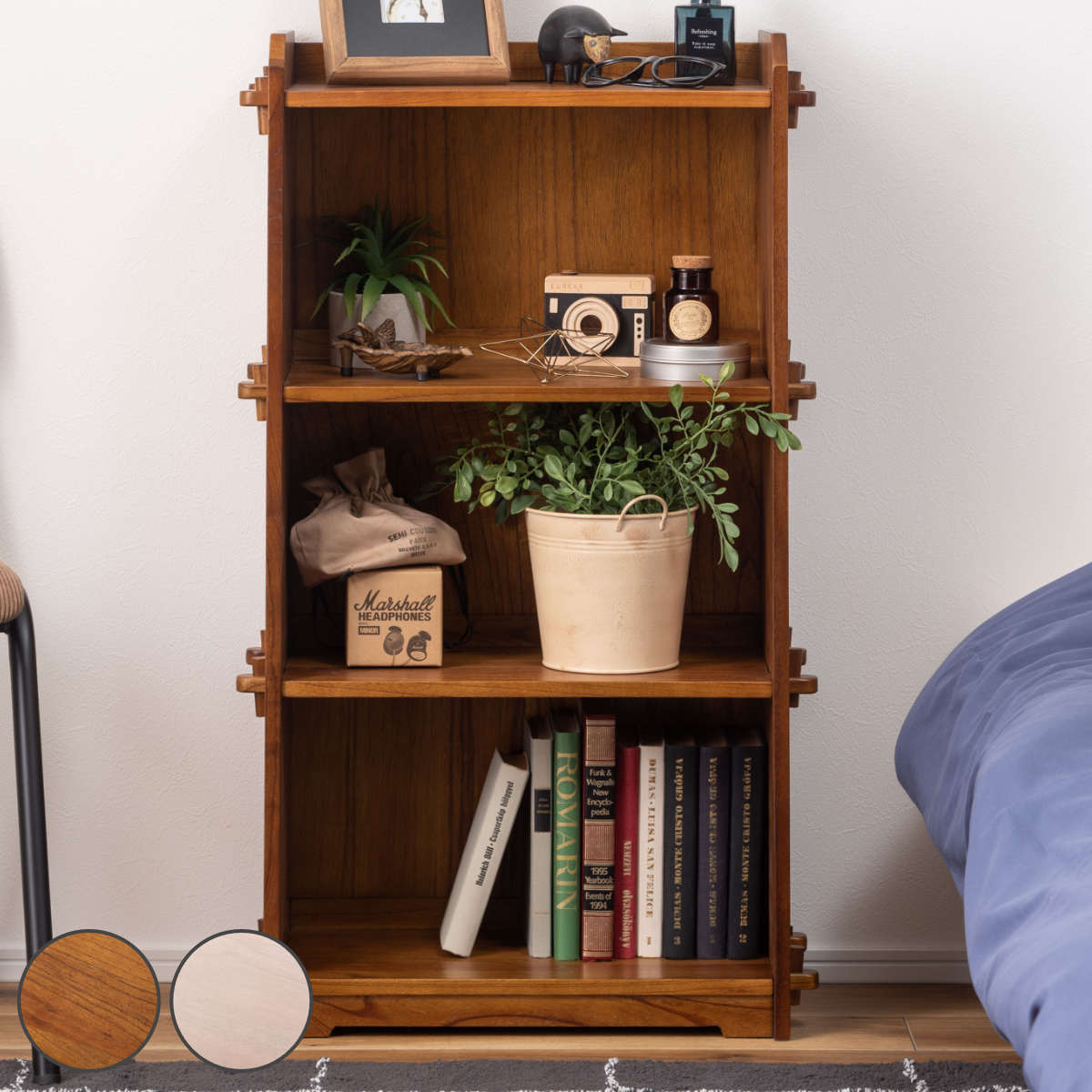 楽天市場】本棚 コンパクト 幅56cm 3段 天然木 簡単組立 （ ラック