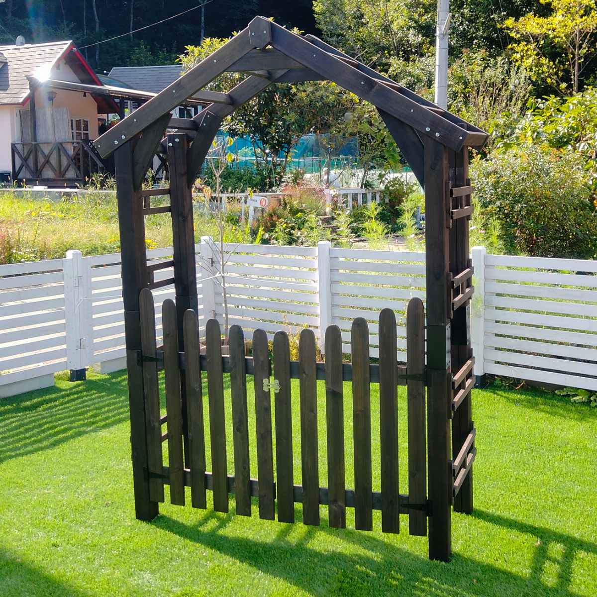 楽天市場】ゲート アーチ 三角屋根 セット ガーデンアーチ （ 両開き