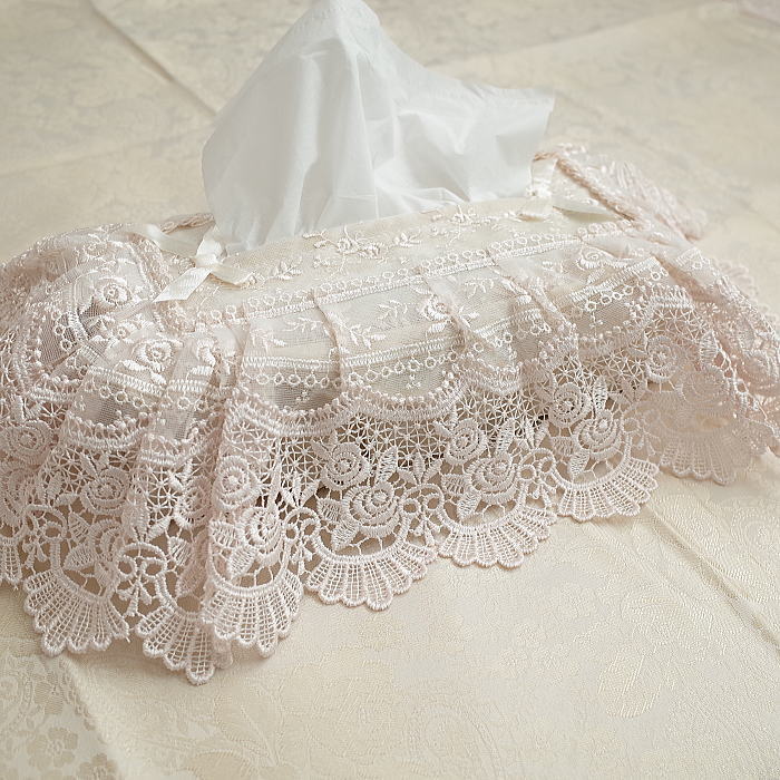 楽天市場】レース ティッシュボックスカバー約26x12x11cmジャカード織