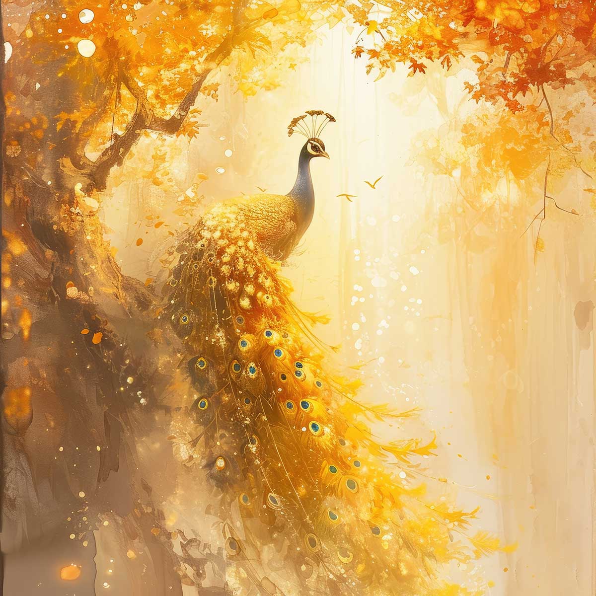 楽天市場】縁起物 孔雀 クジャク 正方形ポスター 豪華 絵画風 掛け軸風