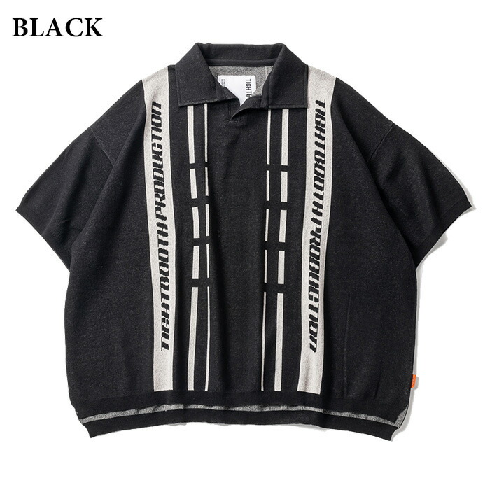 トップス TIGHTBOOTH STRIPE KNIT OPEN POLO STRIPE KNIT OPEN POLO