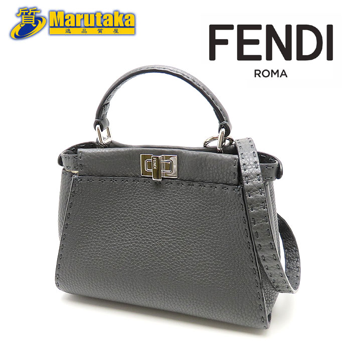 楽天市場】フェンディ ミニ ピーカブー セレリア ダーク グレー 2WAY
