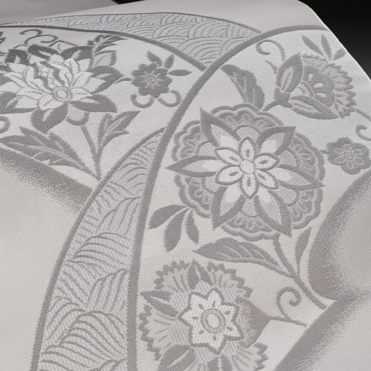 楽天市場】正絹法事用名古屋帯 つづれグレー 遠山取更紗唐花と波文様1