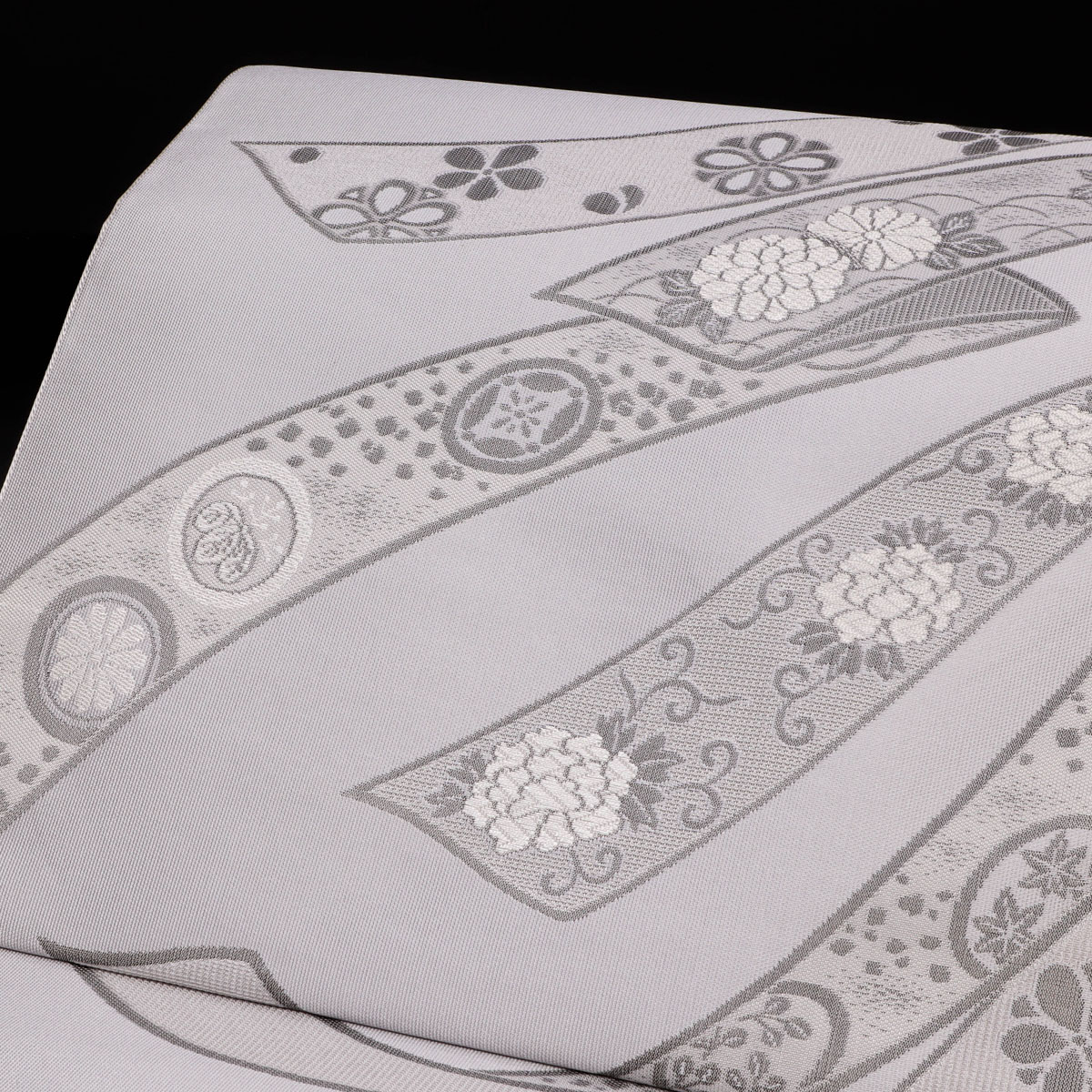 楽天市場】正絹法事用名古屋帯 つづれグレー 几帳文様2 西陣田中伝機