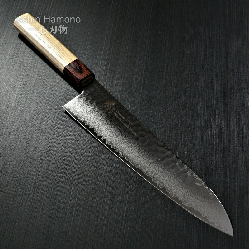楽天市場】【楽天1位】包丁 牛刀 和式牛刀 240mm 33層槌目ダマスカス V