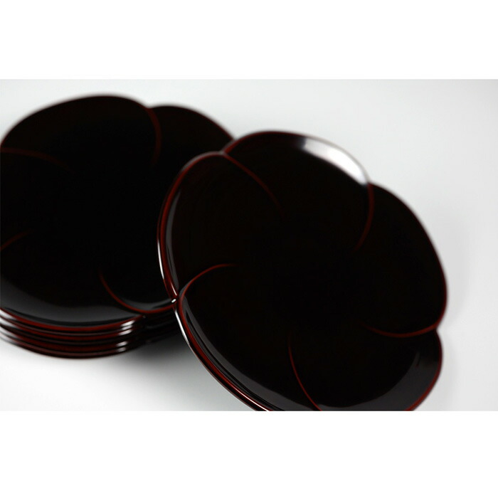 楽天市場】福梅銘々皿5.0 溜/朱 5枚セット 【まとめ買い割引】漆塗りの