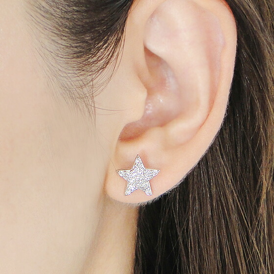 楽天市場】K18WG/YG【0.50ct】スターモチーフ ダイヤモンド ピアス