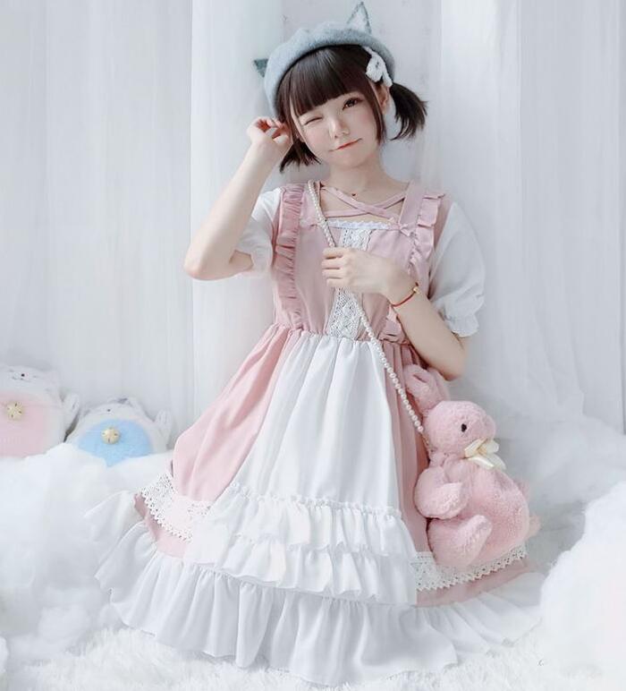 楽天市場】ワンピース ゴスロリ ロリータ ドレス 半袖 裾フリル レース