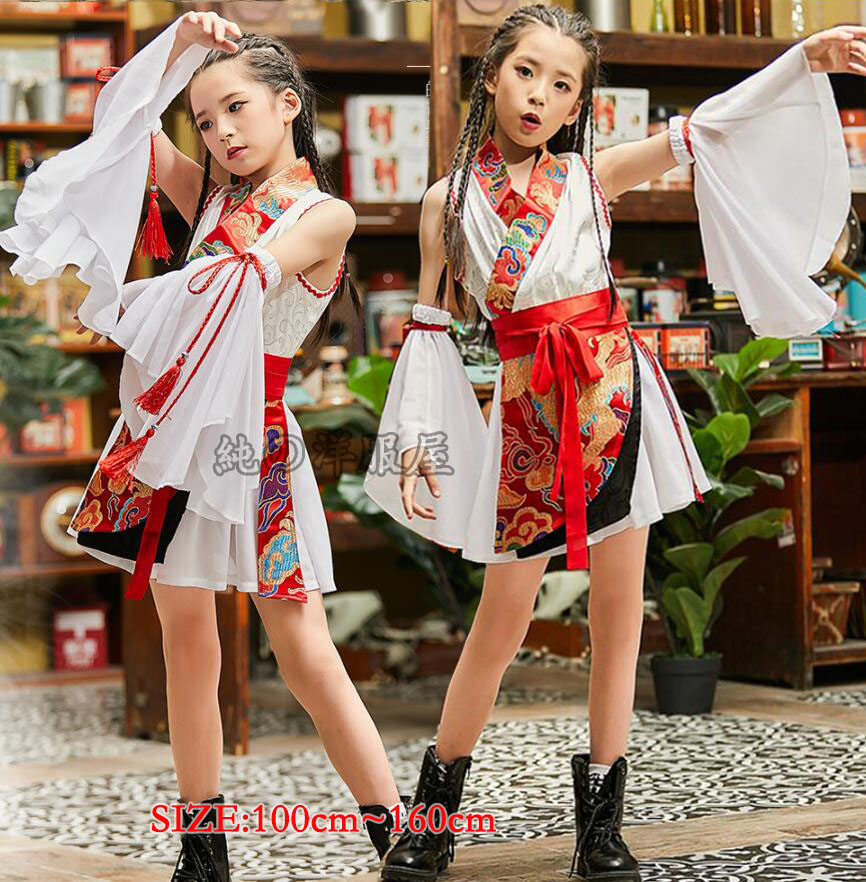 楽天市場】子供中華風ダンス衣装4点セット チャイナ風 和風 膝丈
