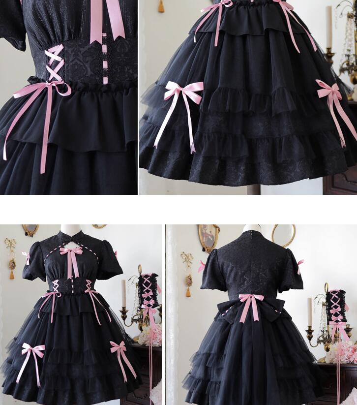 楽天市場】半袖 ロリータ ワンピース ゴスロリ＆ロリータ ドレス 膝丈