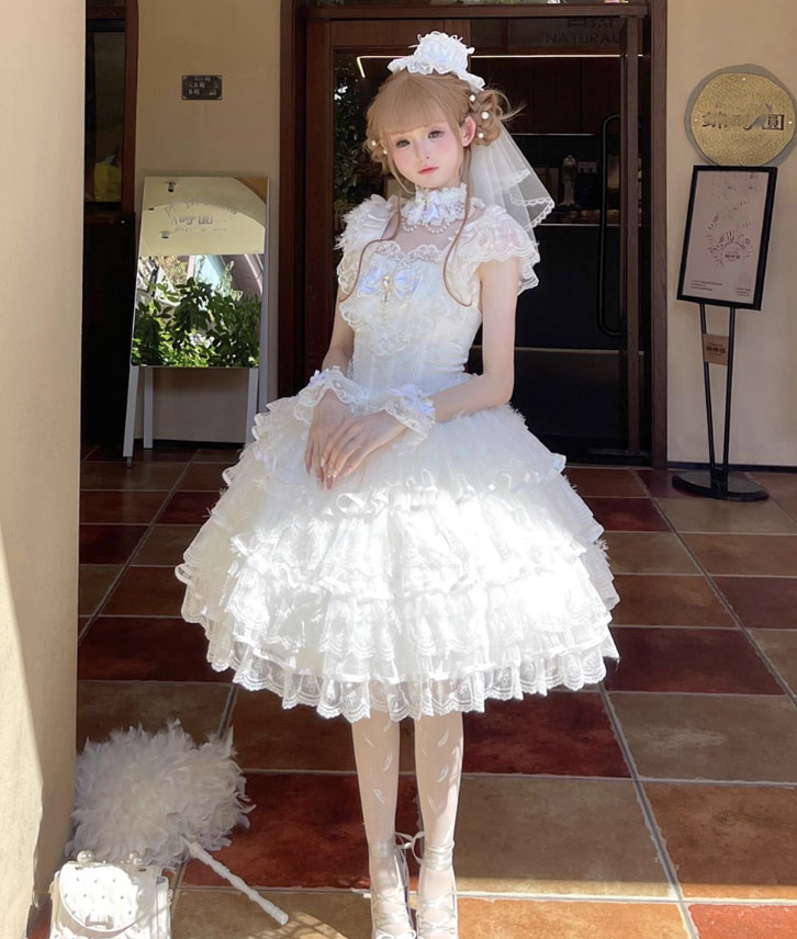 楽天市場】ロリータ ワンピース ジャンパースカート 膝丈 ミディ丈