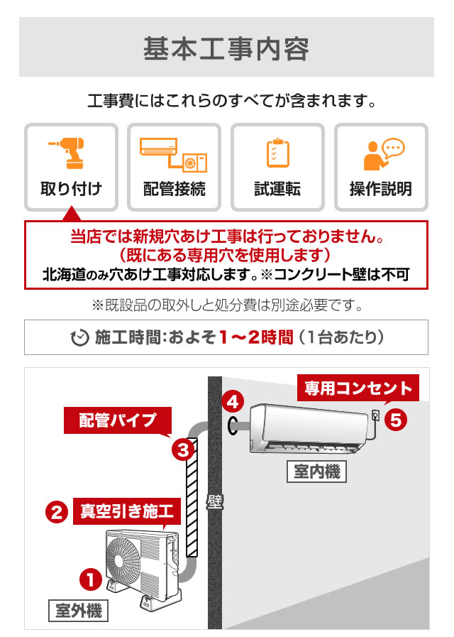 楽天市場】エアコン 8畳 3年保証付 【工事費込セット（商品＋基本工事