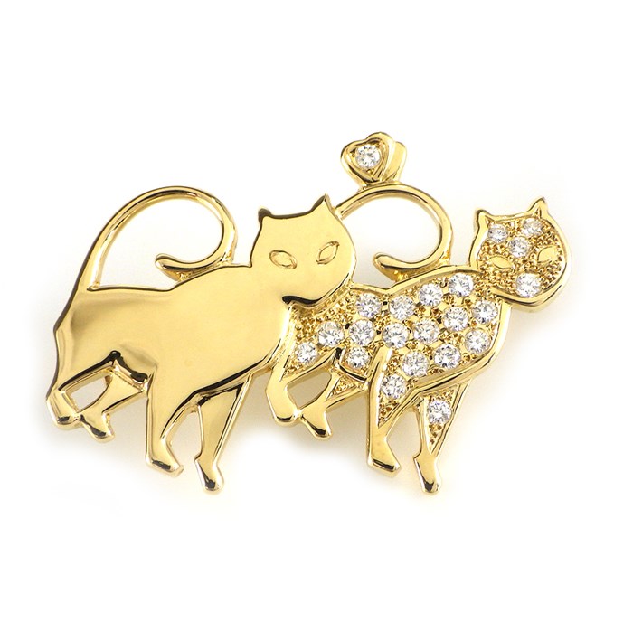 楽天市場】ミキモト MIKIMOTO ブローチ 猫モチーフ K18YG ダイヤモンド